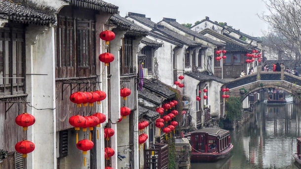 Traditional tile buildings in Suzhou Old Town District