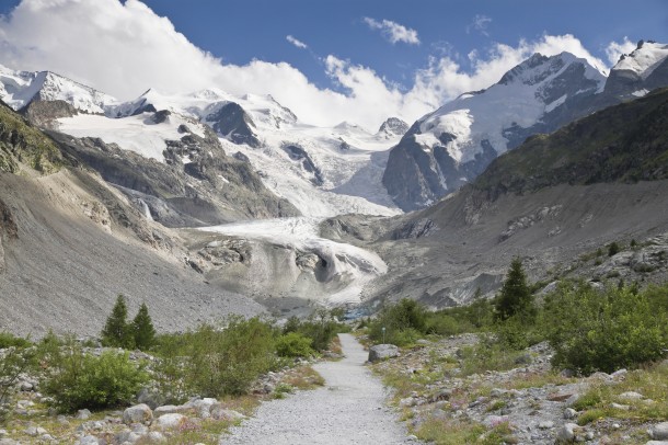 Trail to Morteratsch Glacier in Switzerland 