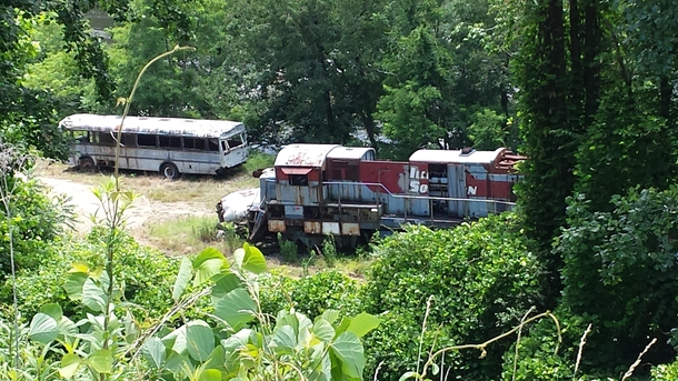 Train and bus from the movie The Fugitive  Tuckaseegee River in Dillsboro NC