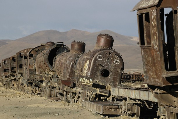 Train cemetery in Uyuni  miles south of La Paz Bolivia 
