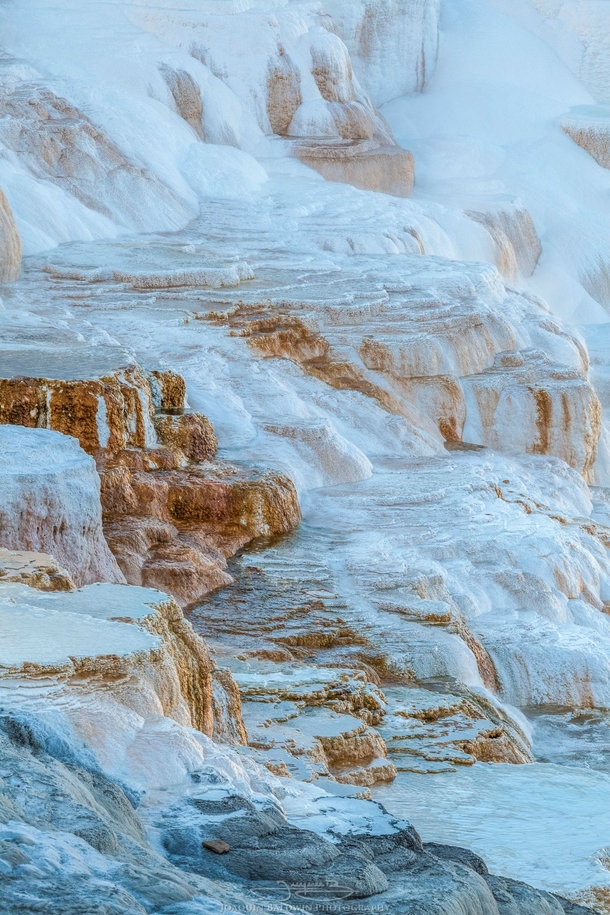 Travertine terraces at Mammoth Hotsprings WY I titled this one Liquid Snow 