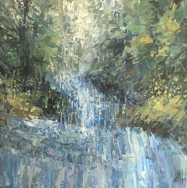 Tried to capture the feeling of falling water acrylic painting 