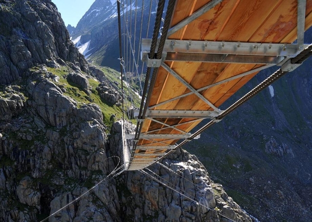 Trift Bridge Swiss Alps 