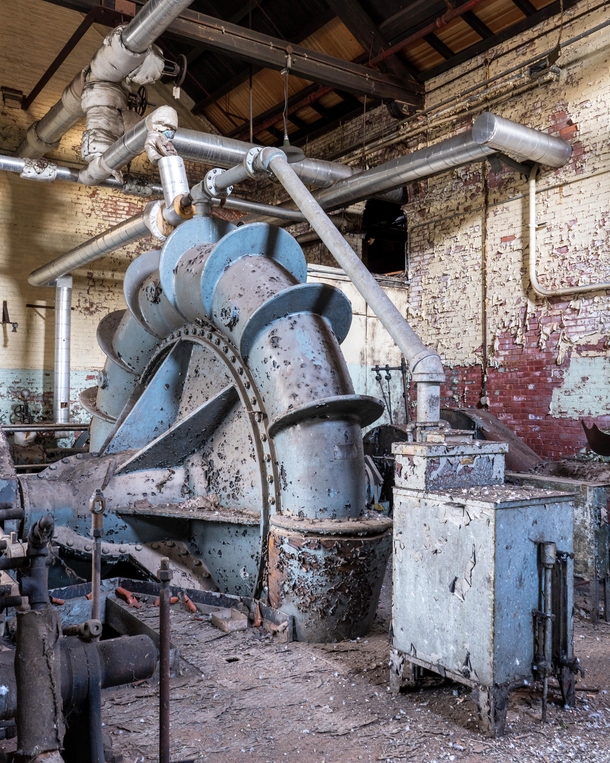Turbine in an abandoned water treatment facility
