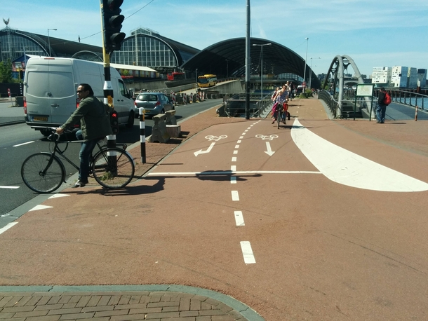 Turning lanes for bicycles Amsterdam the Netherlands 