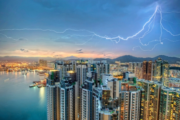 Twilight Lightning Over Kowloon Hong Kong  Photo by Daniel Chui