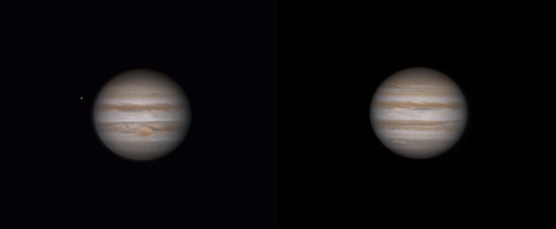 Two views of Jupiter taken two hours apart on December th  