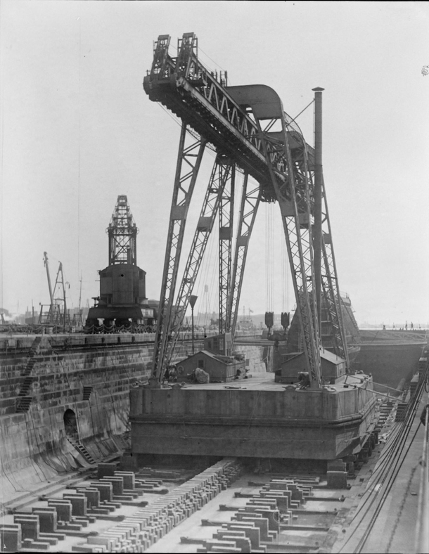 Uncle Sams largest crane on the Atlantic coast in drydock at Navy Yard Boston October   