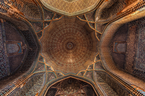 Underneath the Dome of Shahjehan Mosque Thatta Pakistan 