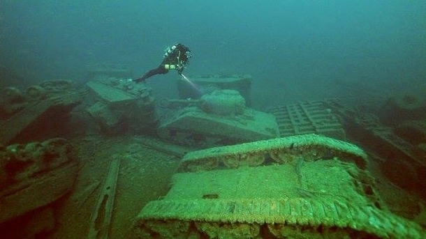 Underwater tank graveyard off the coast of Donegal Ireland 