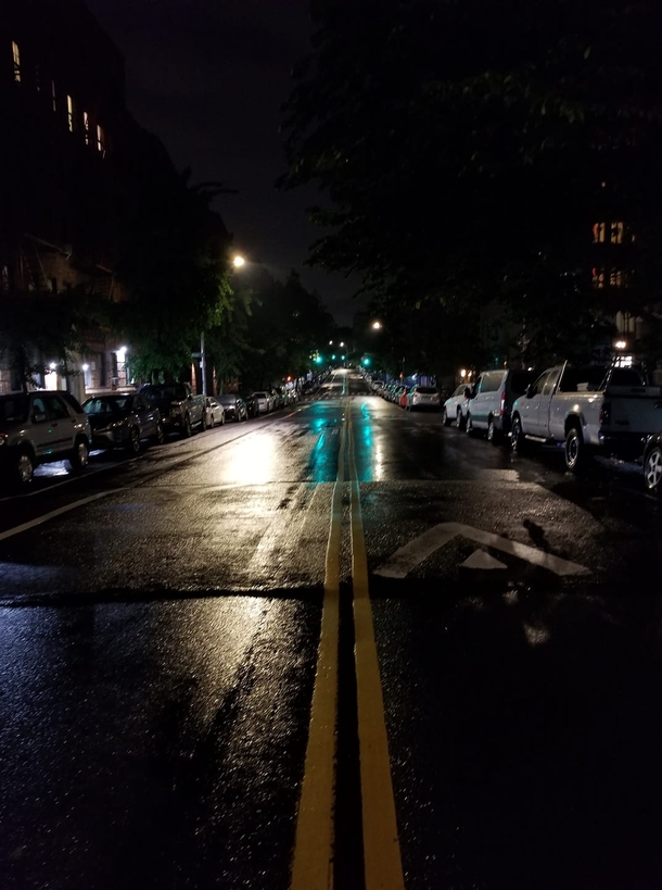 Uptown Manhattan on a rainy night
