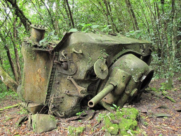 US Sherman Tank Destroyed by an IED Peleliu IslandPalau WWII 