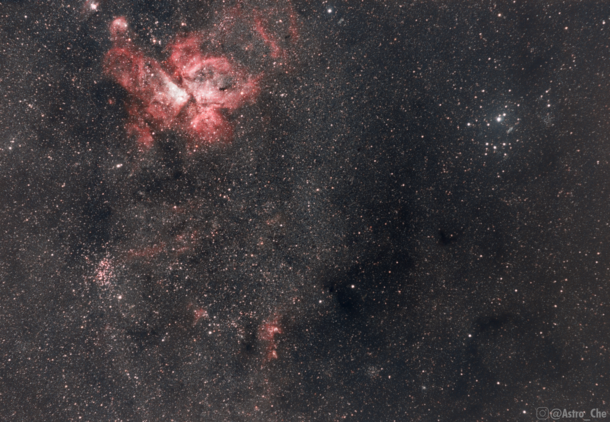 Using a specialised filter I was able to cut through my cities light pollution and capture the Carina nebula 