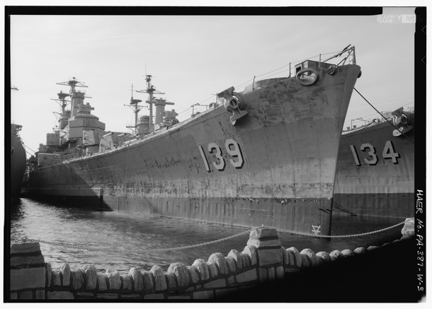 USS Des Moines CA- and USS Salem CA- at rest early s in the reserve basin of the Philadelphia Naval Shipyard where they had been for  years Des Moines was scrapped in  Salem became a museum ship in Quincy MA in  Photo by Jet Lowe Library of Congress 