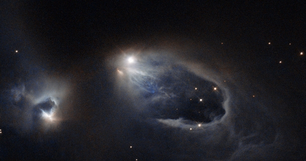 V Cassiopeiae - A young star firing off rapid releases of super-hot super-fast gas like multiple sneezes before it finally exhausts itself These bursts of gas have shaped the turbulent surroundings creating structures known as Herbig-Haro objects 