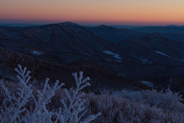 Valley North Carolina taken in freezing cold after sunset 