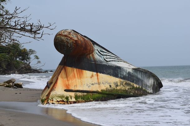 Venezuelan boat abandoned on beach in northern Trinidad 