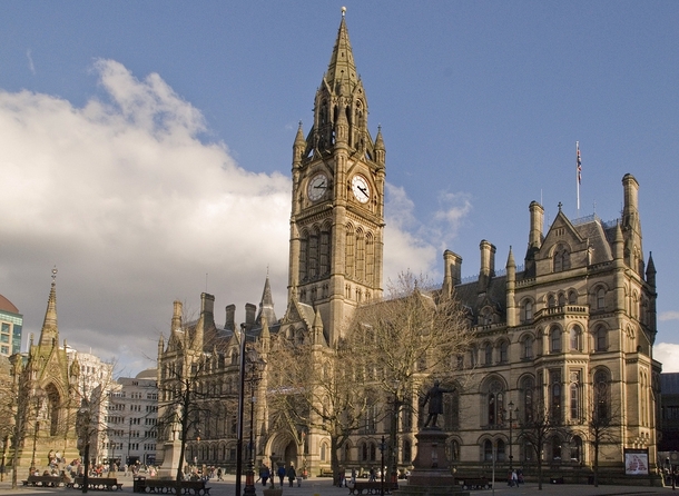 Victorian era Gothic revival architecture Manchester Town Hall in Albert Square 