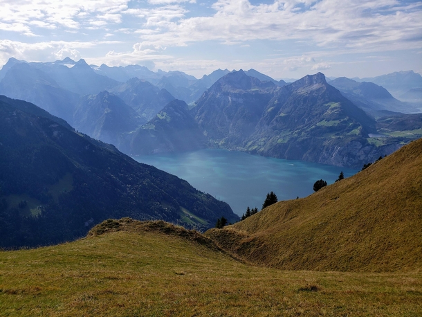 View atop Klingenstock Schwyz Switzerland 