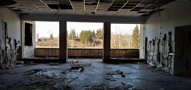 View from an abandoned hotel lobby in Georgia