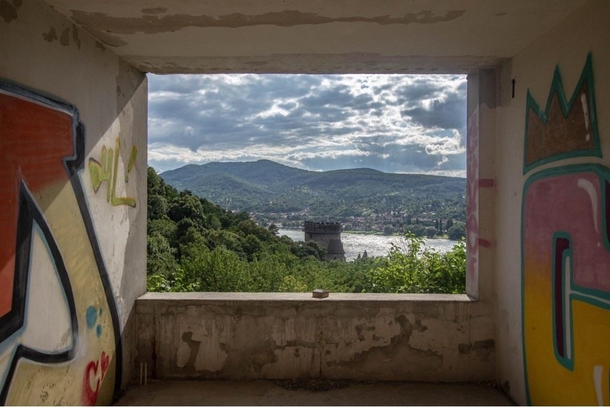 View from an abandoned hotel room Hungary