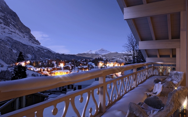 View from balcony in Grindelwald Switzerland 
