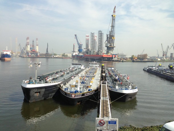 View from Hertel HQ over Botlek dock Rotterdam Harbour 