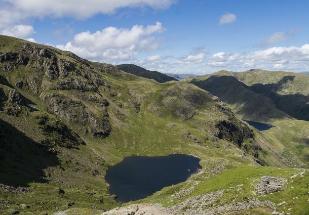 View from Old Man of Coniston Lake District UK 