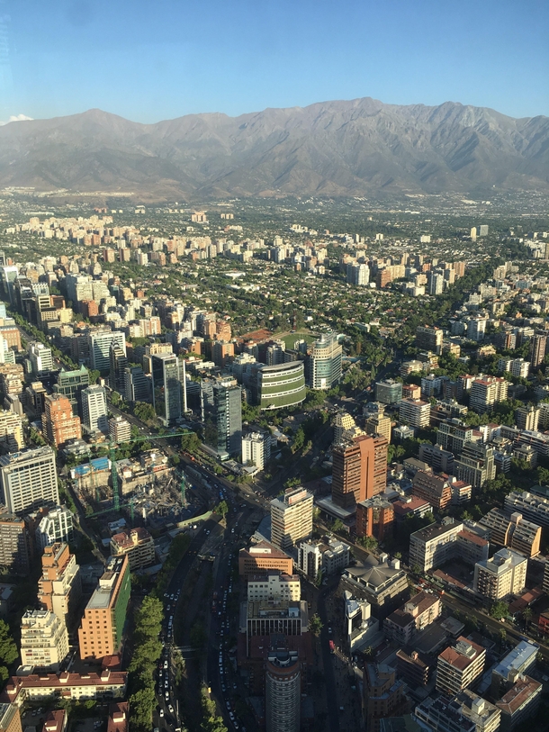 View from SkyCostanera the tallest building in Santiago Chile