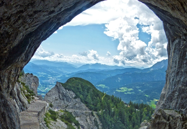 View from the entrance of the largest ice cave in the world - Werfen Austria 