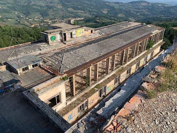 View from the roof of an abandoned hospital near Florence Italy 
