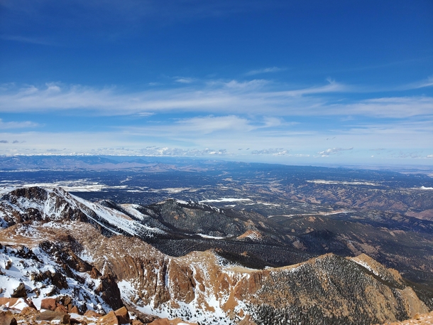 View from the summit of Pikes Peak CO 