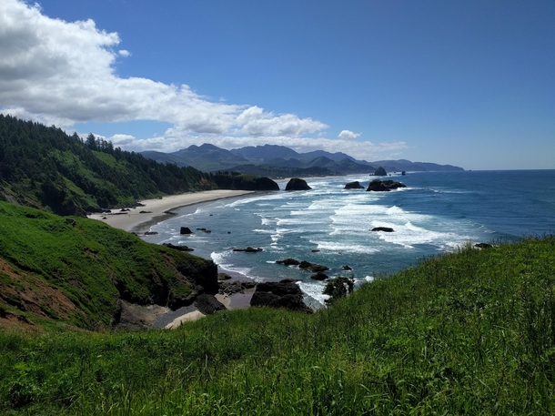 View of Cannon Beach from Ecola State Park Oregon 
