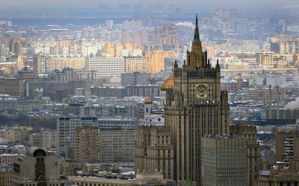 View of central Moscow with the headquarters of Russias Foreign Ministry one of the so-called Stalin high rises in the foreground  photo Alexander Nemenov