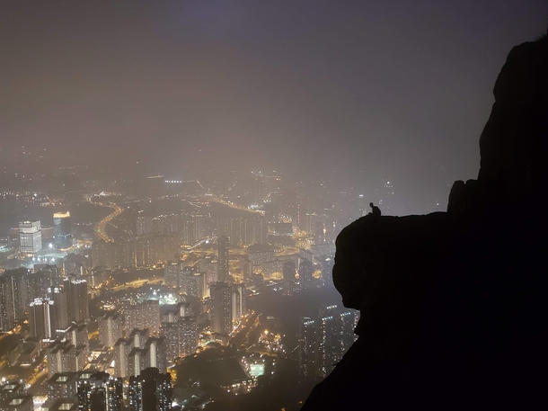 View of Hong Kong at night from the Suicide Cliff
