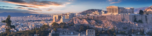 View of the Acropolis and the city of Athens Greece