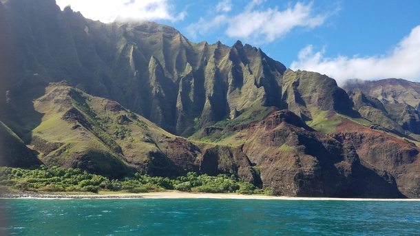 View of the Na Pali Coast HI from our skimmer Breathtaking is a word 