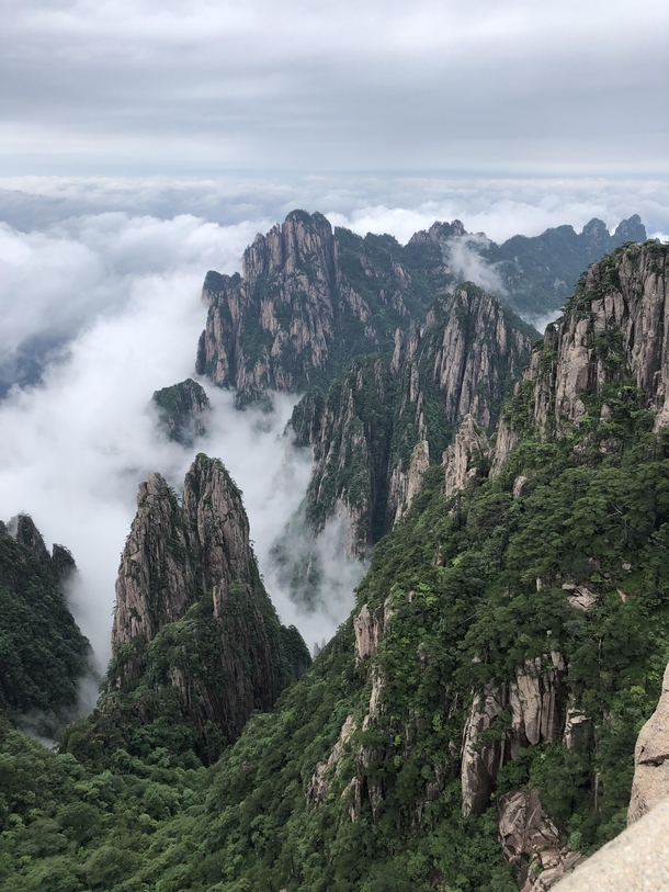 View of the Sea of Clouds at Huangshan Mountain China 