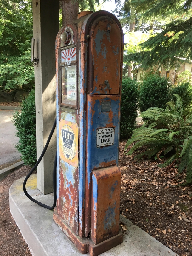 Vintage gasoline pump city park and museum Kirkland WA