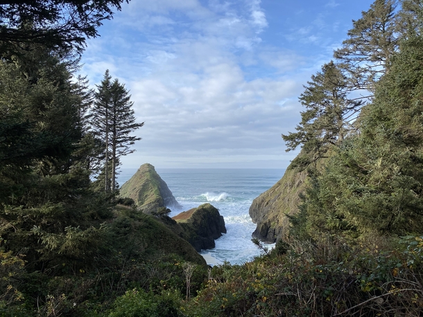 Visited Heceta Head Lighthouse in Lane County Oregon This is a view located just behind the lighthouse 