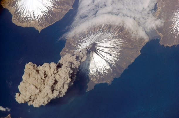 Volcano eruption from Space  Cool