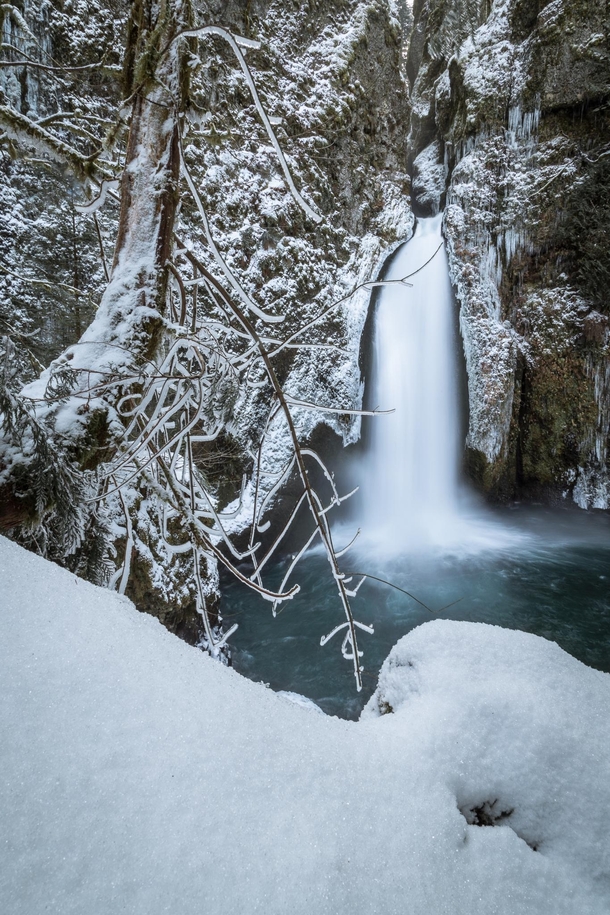 Wahclella Falls during a cold snap Columbia River Gorge OR 