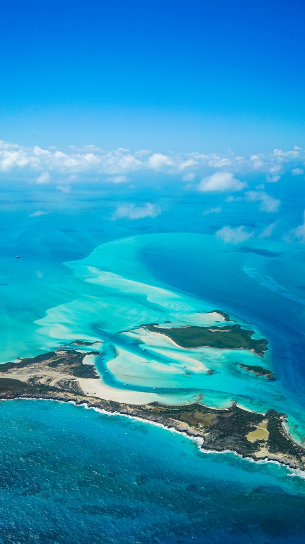 Warderick Wells Exuma The Bahamas from above 