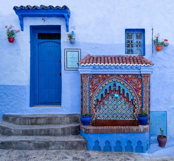 Water fountain in Chefchaouen Morocco