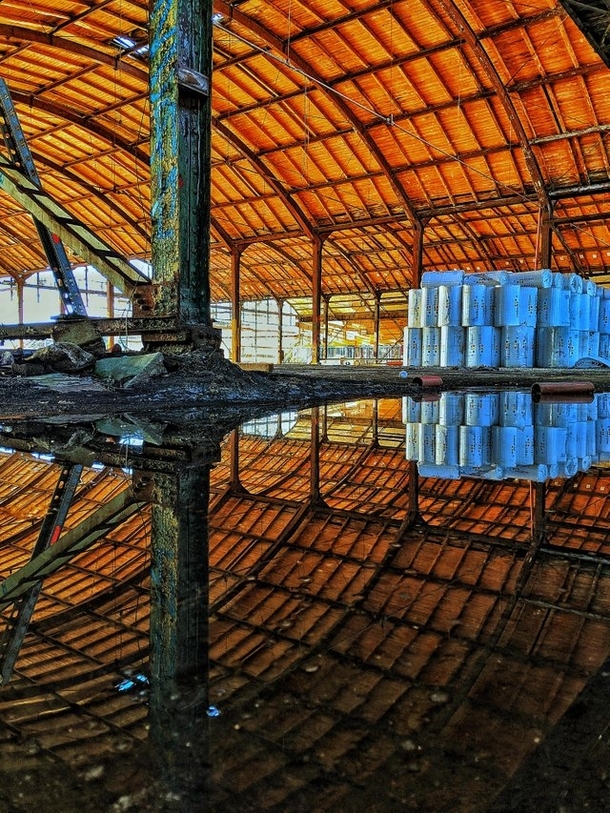 Water reflections in an old train station Leipzig Found on rurbanexploration