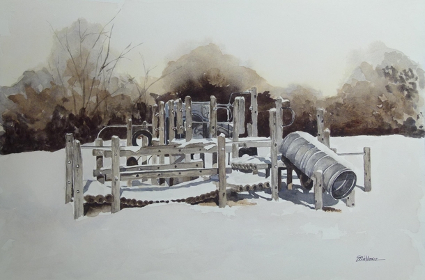 Watercolor of an old playground near my house