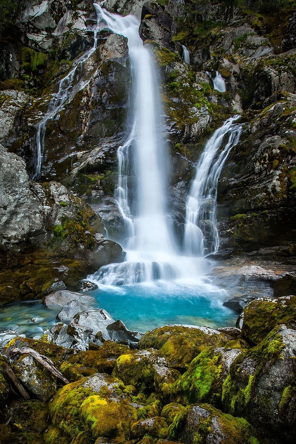 Waterfall near Briksdal Gracier in Norway  photo by Natalia Eriksson