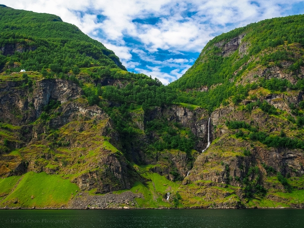 Waterfalls in the Aurlandsfjord Norway 