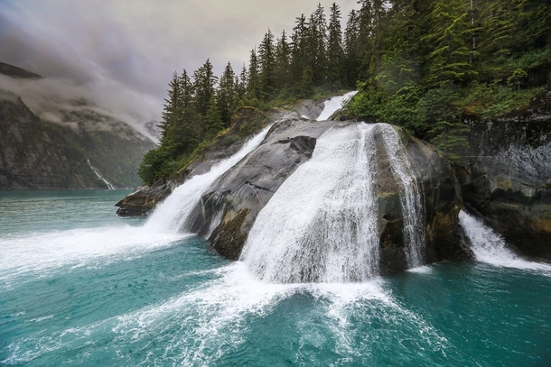 Waterfalls in the Tracy Arm Fjord Alaska 