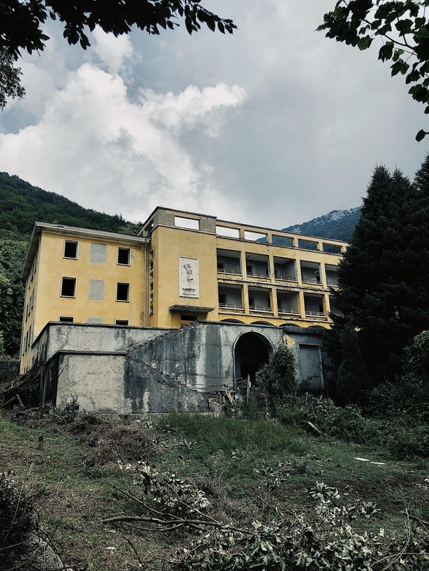 We came across what we believe was supposed to be a hotel on a hike in the Albanian mountains I then fell down the hill next to it assume its a cursed building